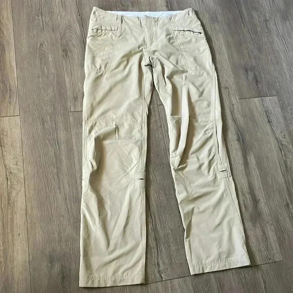THE NORTH  FACE Women Lightweight Nylon Hike Travel Pants Button Up Short Crop-8